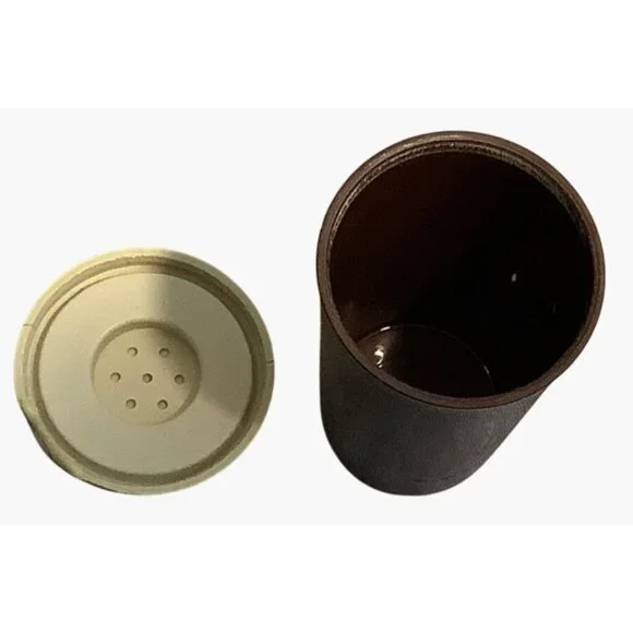 Vintage Tupperware Salt Pepper Shakers #1329 Flip Lids Brown Beige 4.5" Tall - Picture 3 of 7